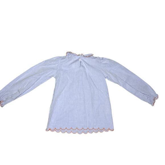 BELLA BLISS Long Sleeve Pima Scallop Collar Long Sleeve Blouse Size 8 - Picture 2 of 9